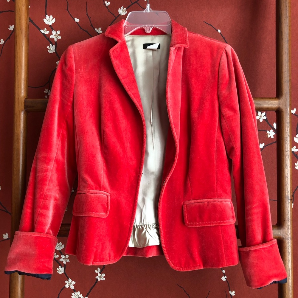 Tangerine Orange Velvet Blazer- J Crew